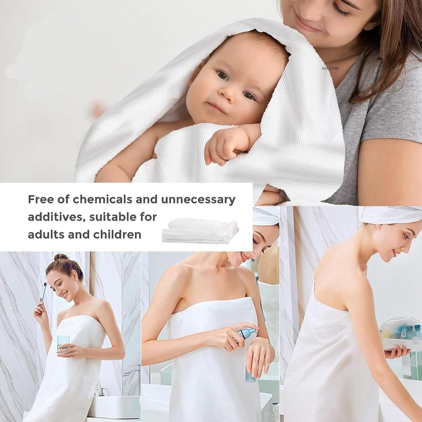 PocketBath Towels – (Portable pocket-size towels) (Pack of 10)